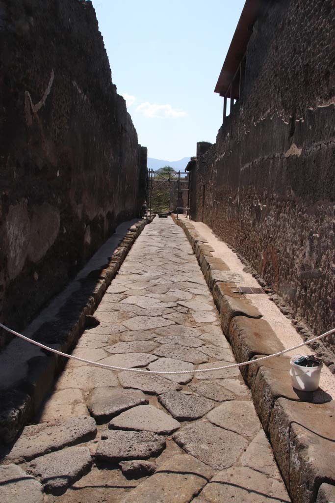 Vicolo del Centenario. September 2021. 
Looking south between IX.8, on left, and IX.5, on right, from junction with Via di Nola.
Photo courtesy of Klaus Heese.
