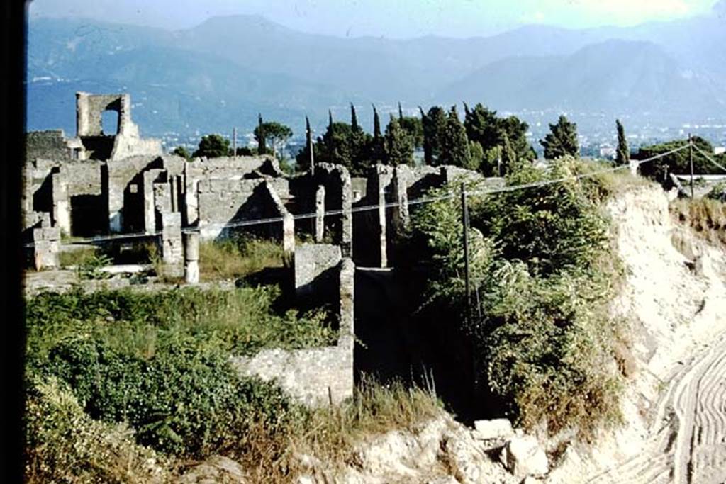 Vicolo del Gigante, looking south from junction with Vicolo dei Soprastanti. 1959. On the left is the garden of VII.15.2, and VII.16.16 on right. Photo by Stanley A. Jashemski.
Source: The Wilhelmina and Stanley A. Jashemski archive in the University of Maryland Library, Special Collections (See collection page) and made available under the Creative Commons Attribution-Non Commercial License v.4. See Licence and use details.
J59f0101
