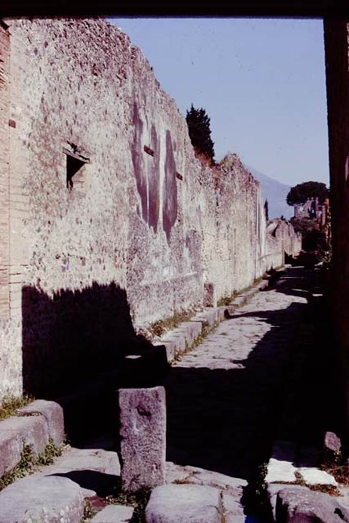 Vicolo del Labirinto, Pompeii. 1978. Looking north along west side, side wall of House of the Faun, VI.12. Photo by Stanley A. Jashemski.
Source: The Wilhelmina and Stanley A. Jashemski archive in the University of Maryland Library, Special Collections (See collection page) and made available under the Creative Commons Attribution-Non Commercial License v.4. See Licence and use details. J78f0227