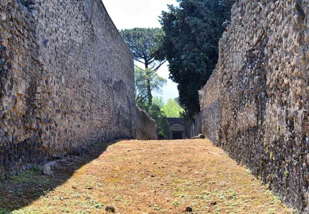 Vicolo della Venere between II.3 and II.2. April 2018. Looking south from Via dell�Abbondanza.
Photo courtesy of Ian Lycett-King. 
Use is subject to Creative Commons Attribution-NonCommercial License v.4 International.
