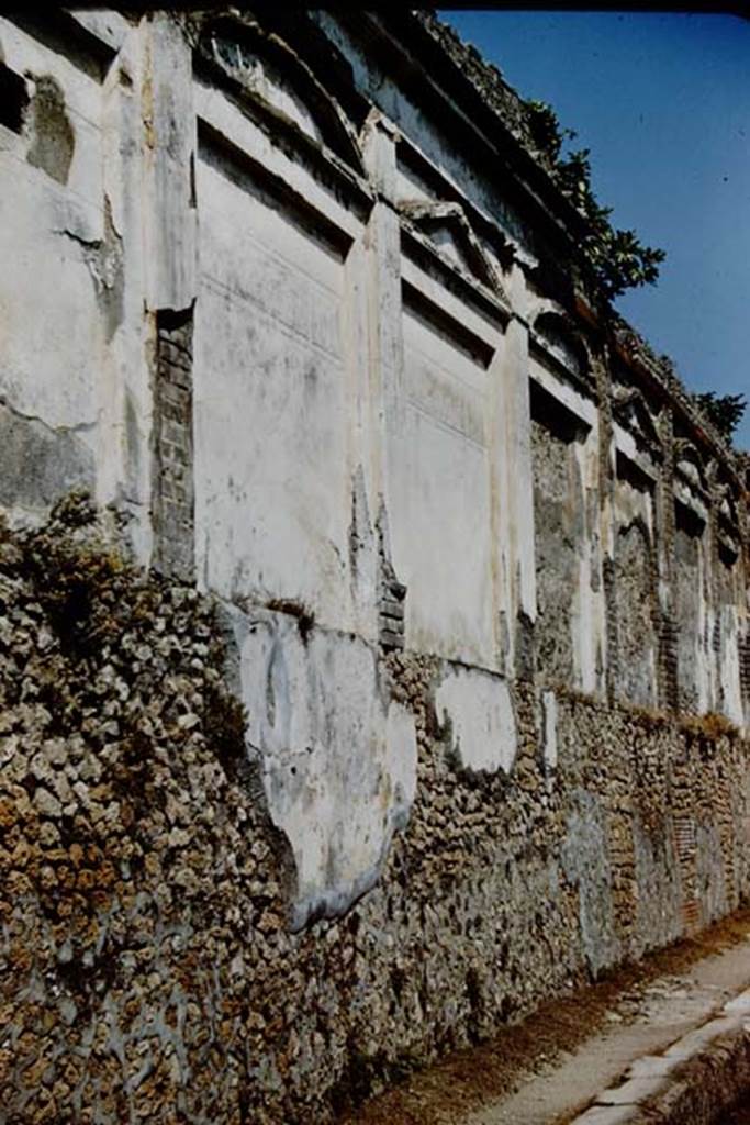 Vicolo di Eumachia, Pompeii. 1961. West side, looking north along the exterior rear wall of Eumachia’s Building. Photo by Stanley A. Jashemski.
Source: The Wilhelmina and Stanley A. Jashemski archive in the University of Maryland Library, Special Collections (See collection page) and made available under the Creative Commons Attribution-Non Commercial License v.4. See Licence and use details.
J61f0793