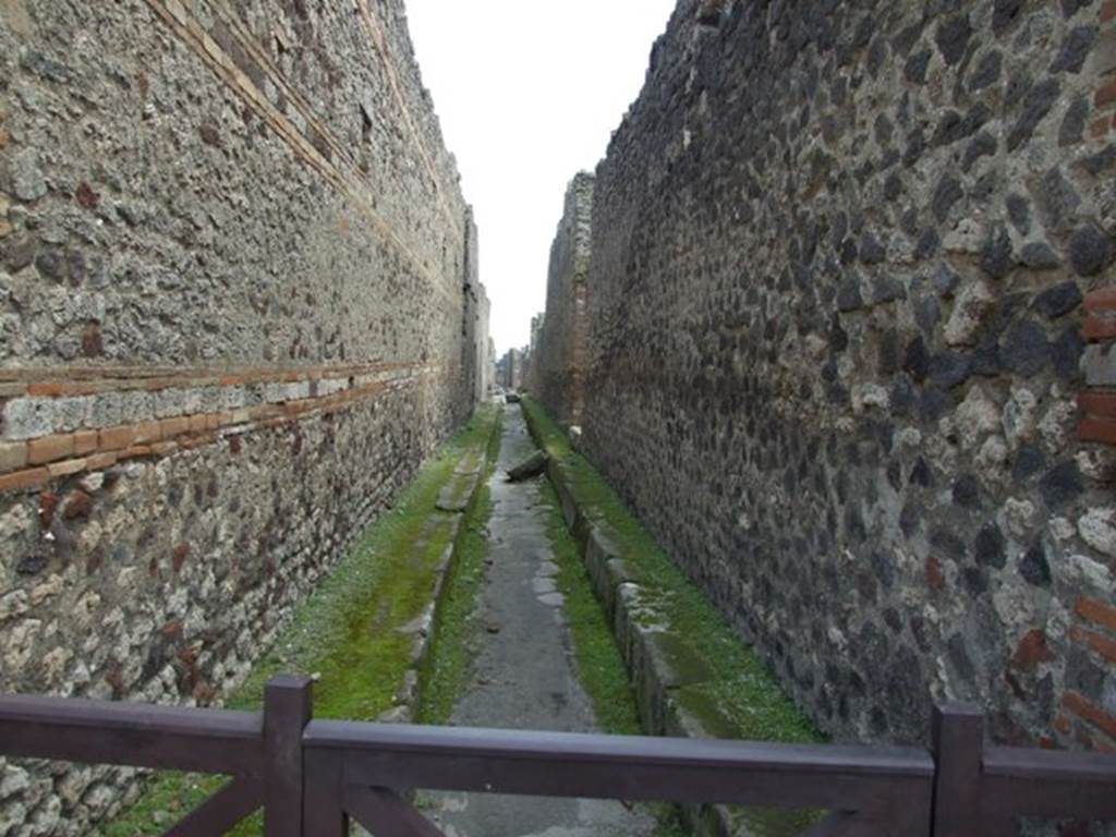 Vicolo di Tesmo between IX.5 and IX.4.  . Looking south. March 2009.