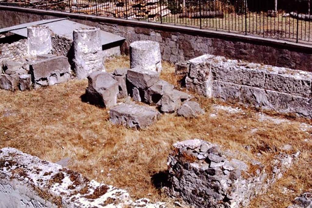 Tempio dionisiaco in località Sant’Abbondio di Pompei. 1973. Looking north-west across Cella E and pronaos.
Photo by Stanley A. Jashemski.
Source: The Wilhelmina and Stanley A. Jashemski archive in the University of Maryland Library, Special Collections (See collection page) and made available under the Creative Commons Attribution-Non-Commercial License v.4. See Licence and use details.
J73f0351