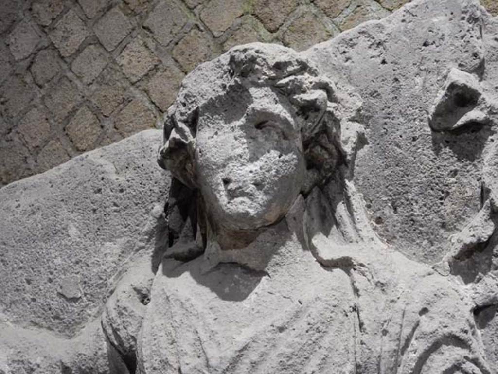 Tempio dionisiaco in località Sant’Abbondio di Pompei. May 2018 in Antiquarium. Head of Dionysus.
Photo courtesy of Buzz Ferebee.