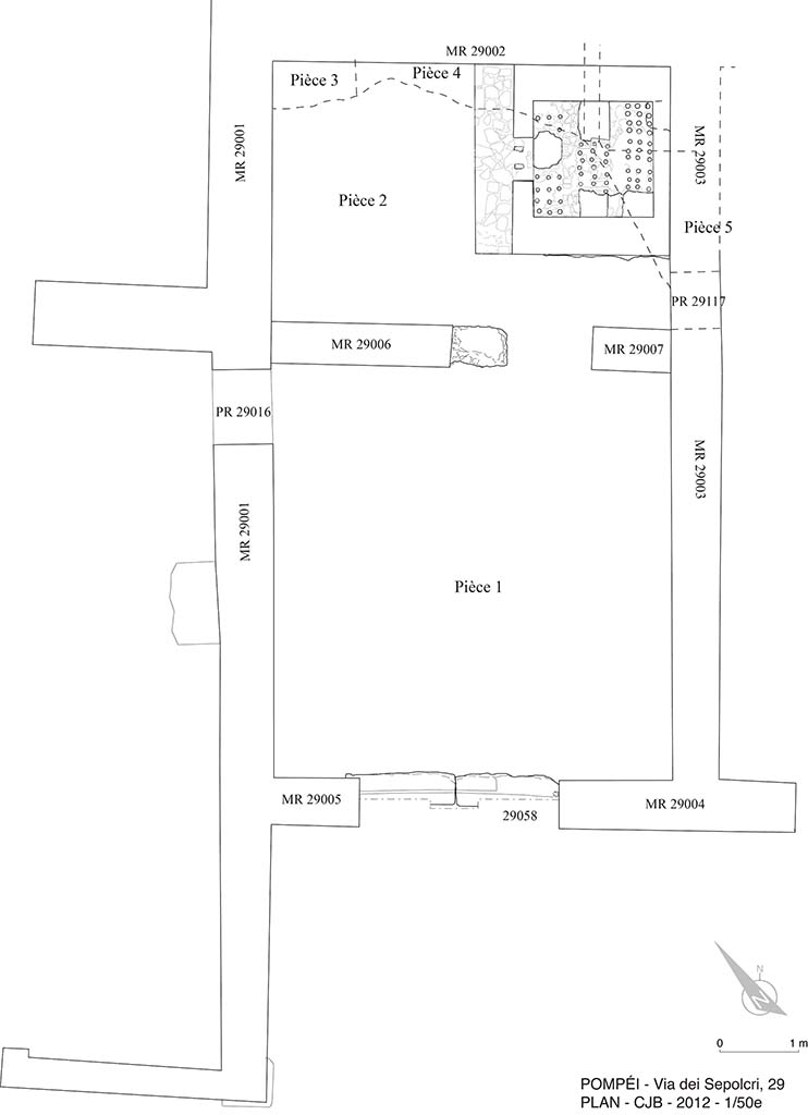 Fig. 2 - Pompéi. Plan de la boutique n. 29.
G. Chapelin, J.-A. Delorme, B. Lemaire.