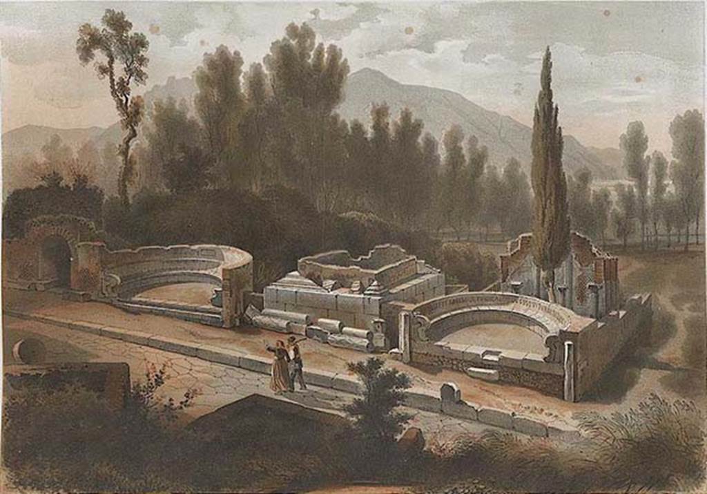HGW01 Pompeii. 1862 painting of tombs HGW01-HGW04. See Niccolini F, 1862. Le case ed i monumenti di Pompei: Volume Secondo. Napoli, Descr. Gen. tav. 7.