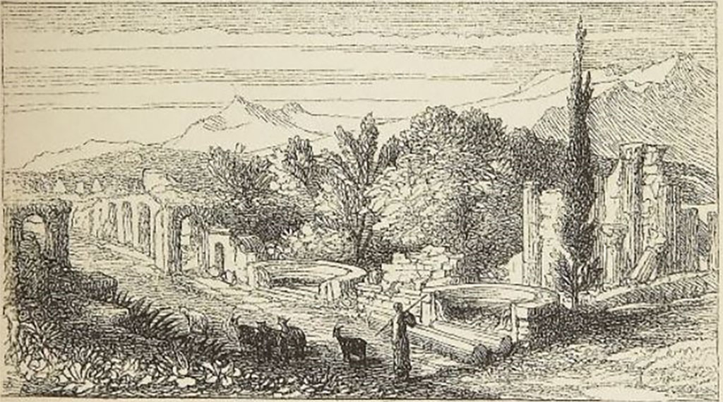 HGW01-4 Pompeii. Woodcut by Samuel Palmer, looking along the tombs towards the Herculaneum Gate
See Dickens C., 1846. Pictures from Italy. Whitefriars, London: Bradbury and Evans.