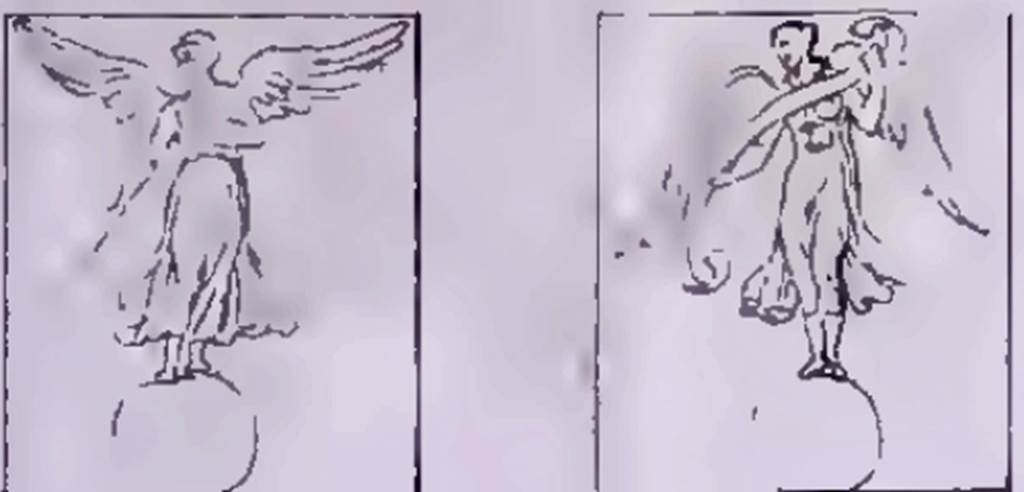 HGW20 Pompeii. 1813 drawings of winged Victoria from the two front pilasters of the tomb. See Millin A., 1813. Description des Tombeaux de Pompei. Naples: L’Imprimerie Royale. (pl. 5 figs. 8-9).