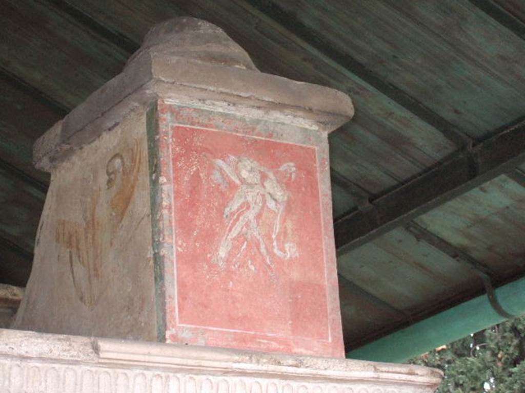 VGJ Pompeii. December 2005. Painting of cupid on east side of inner tomb.