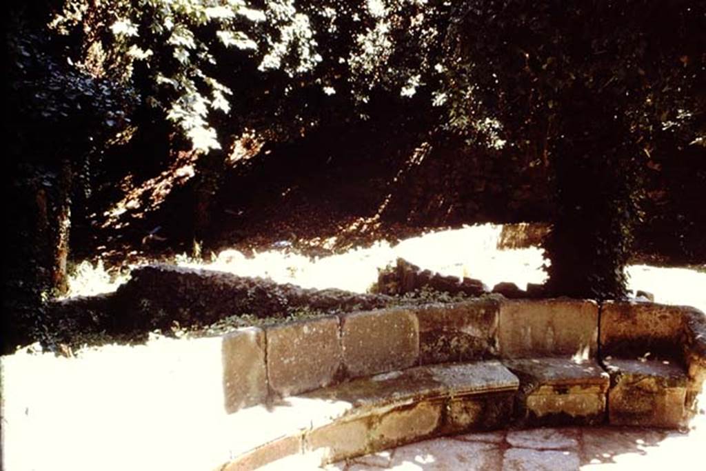 SGD Pompeii. 1961. Schola tomb of Marcus Tullius, looking towards rear enclosures SGH and SGG.
Photo by Stanley A. Jashemski.
Source: The Wilhelmina and Stanley A. Jashemski archive in the University of Maryland Library, Special Collections (See collection page) and made available under the Creative Commons Attribution-Non Commercial License v.4. See Licence and use details.
J61f0754