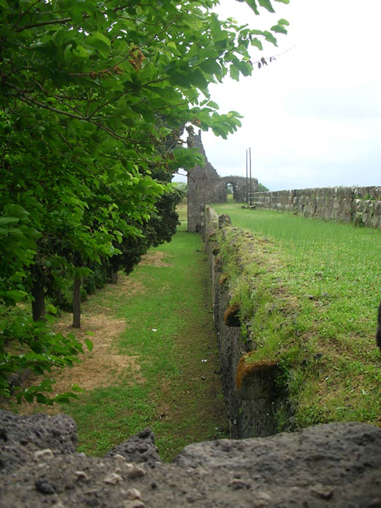 Tower XI, Pompeii. May 2010.
Looking east from Tower along north exterior wall towards Tower X. Photo courtesy of Ivo van der Graaff.