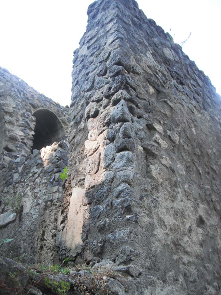 Tower II Pompeii, on south side of City. May 2011.
Looking north-east on east side of upper base of Tower on south side. Photo courtesy of Ivo van der Graaff.