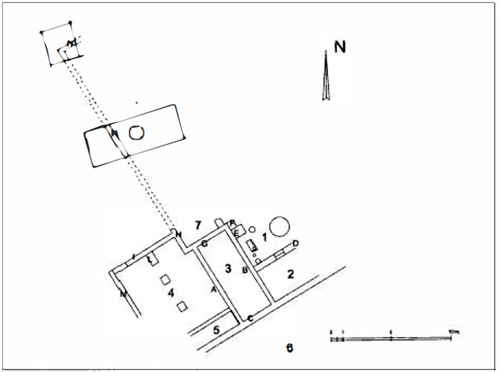 Gragnano. Via dei Sepolcri. 2008. Plan of the Villa Rustica.
Piano della Villa Rustica.
Vedi/See Bonifacio G., Ufficio Scavi di Stabia Notiziario 2008, in Rivista di Studi Pompeiani, 20, 2009, p. 156, fig. 1.