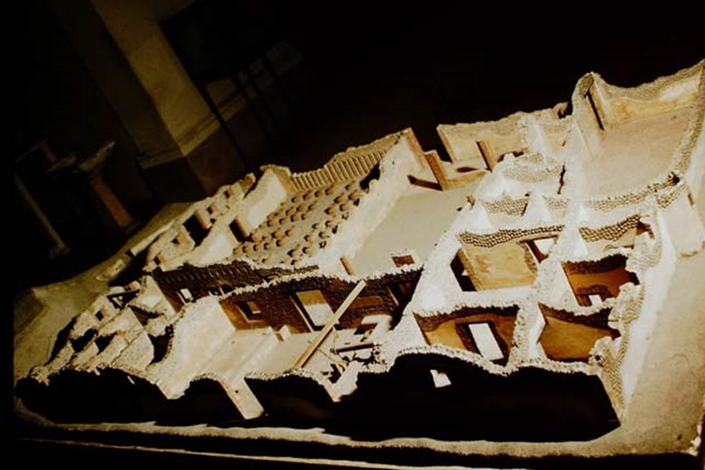 Villa della Pisanella, Boscoreale, 1957. Model of Villa, looking south-west. The entrance doorway can be seen at the top, centre right.
Photo by Stanley A. Jashemski.
Source: The Wilhelmina and Stanley A. Jashemski archive in the University of Maryland Library, Special Collections (See collection page) and made available under the Creative Commons Attribution-Non Commercial License v.4. See Licence and use details.
J57f0407
