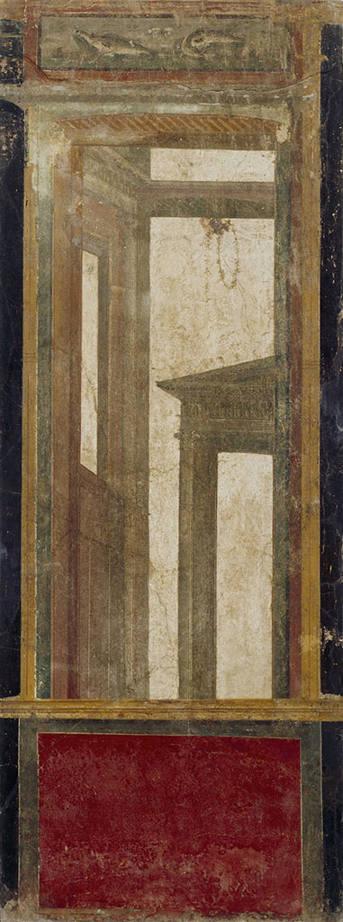 Villa della Pisanella, Boscoreale. Triclinium Pasqui F/Mau N? Fresco fragment.
Photo © Field Museum of Natural History - CC BY-NC.
Now in the Boston Field Museum, inventory number 24657. See in Field Museum