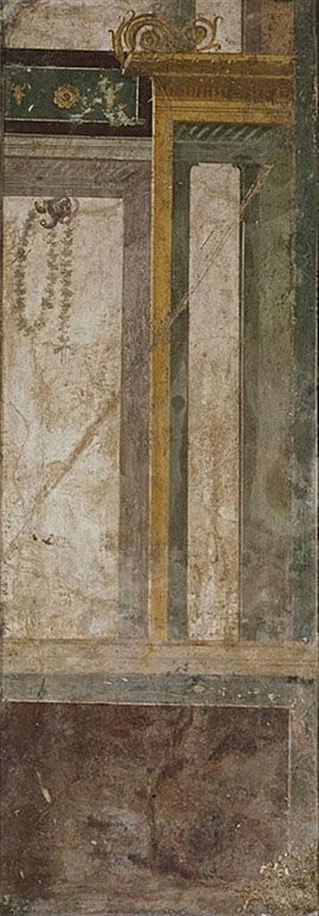 Villa della Pisanella, Boscoreale. Triclinium Pasqui F/Mau N? Fresco fragment.
Photo © Field Museum of Natural History - CC BY-NC.
Now in the Boston Field Museum, inventory number 24659. See in Field Museum