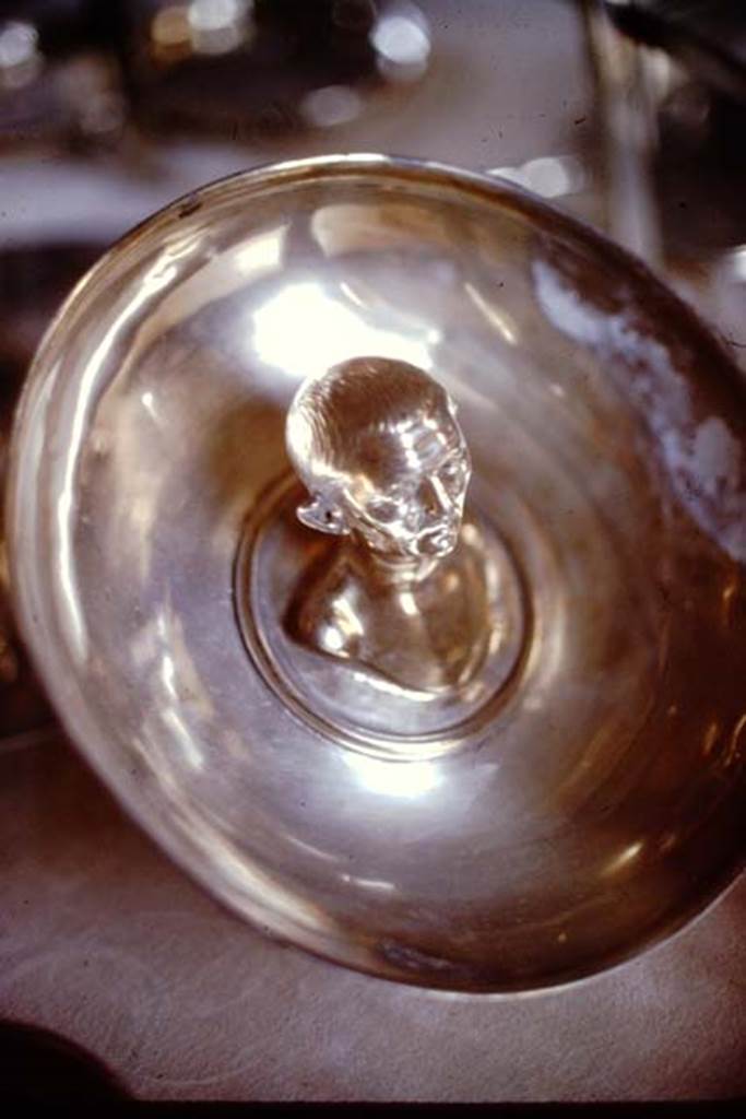 Villa della Pisanella, Boscoreale. 1974.
Silver plate with head of man prominent, part of silver treasure.. Now in the Louvre.
Photo by Stanley A. Jashemski.
Source: The Wilhelmina and Stanley A. Jashemski archive in the University of Maryland Library, Special Collections (See collection page) and made available under the Creative Commons Attribution-Non Commercial License v.4. See Licence and use details.
J74f0830