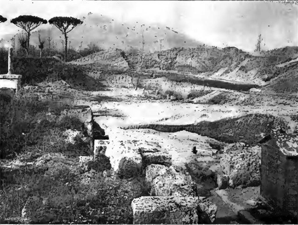 Villa of T. Siminius Stephanus, fondo Barbatelli. 1910 excavations to enlarge the area outside of the Vesuvian Gate. Looking north towards area that the Villas 20 and 21 would have been buried beneath. See Notizie degli Scavi di Antichità, 1910, p.558, fig 2.
