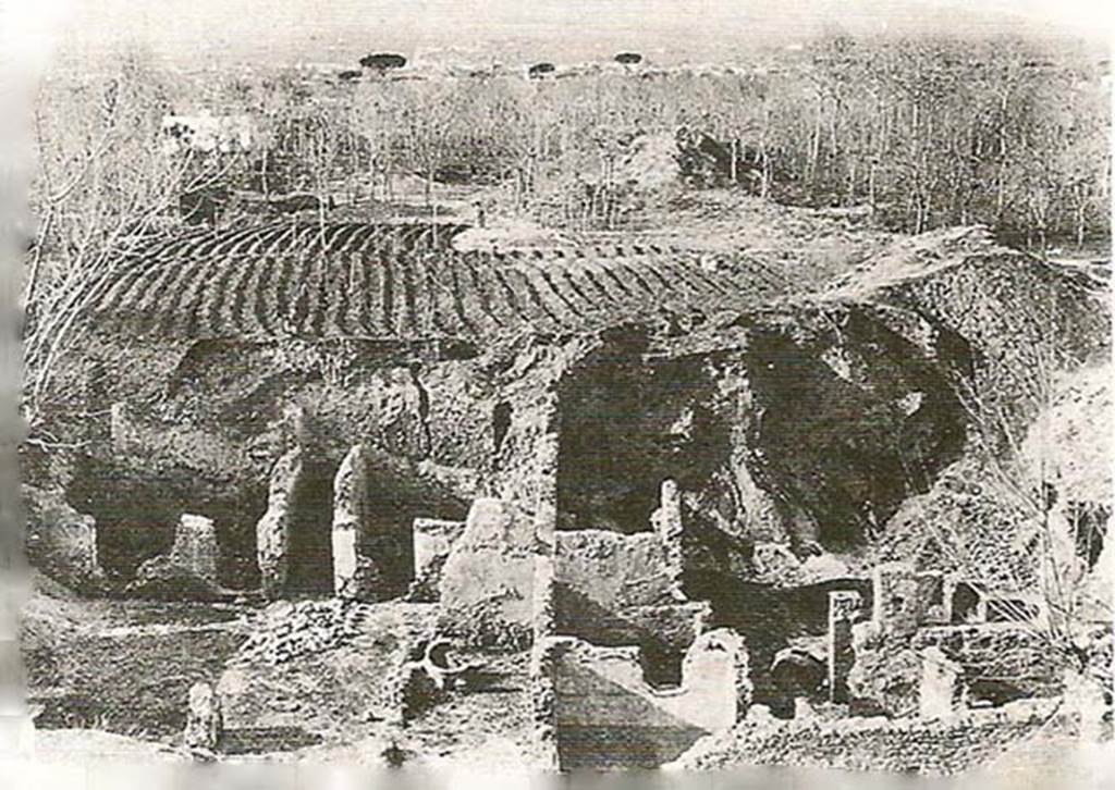 Villa of T. Siminius Stephanus, fondo Barbatelli. Old postcard c.1900 looking north across the villa rustica to the fondo Masucci d’Aquino.