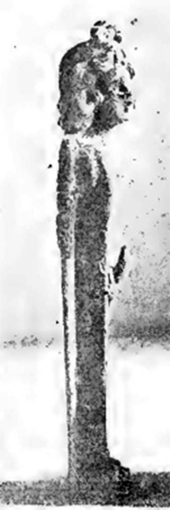 Villa of T. Siminius Stephanus, fondo Barbatelli. November 1899. Side view of small pilaster with ithyphallic herm. See Notizie degli Scavi di Antichità, 1899, p. 440, fig. 2b.