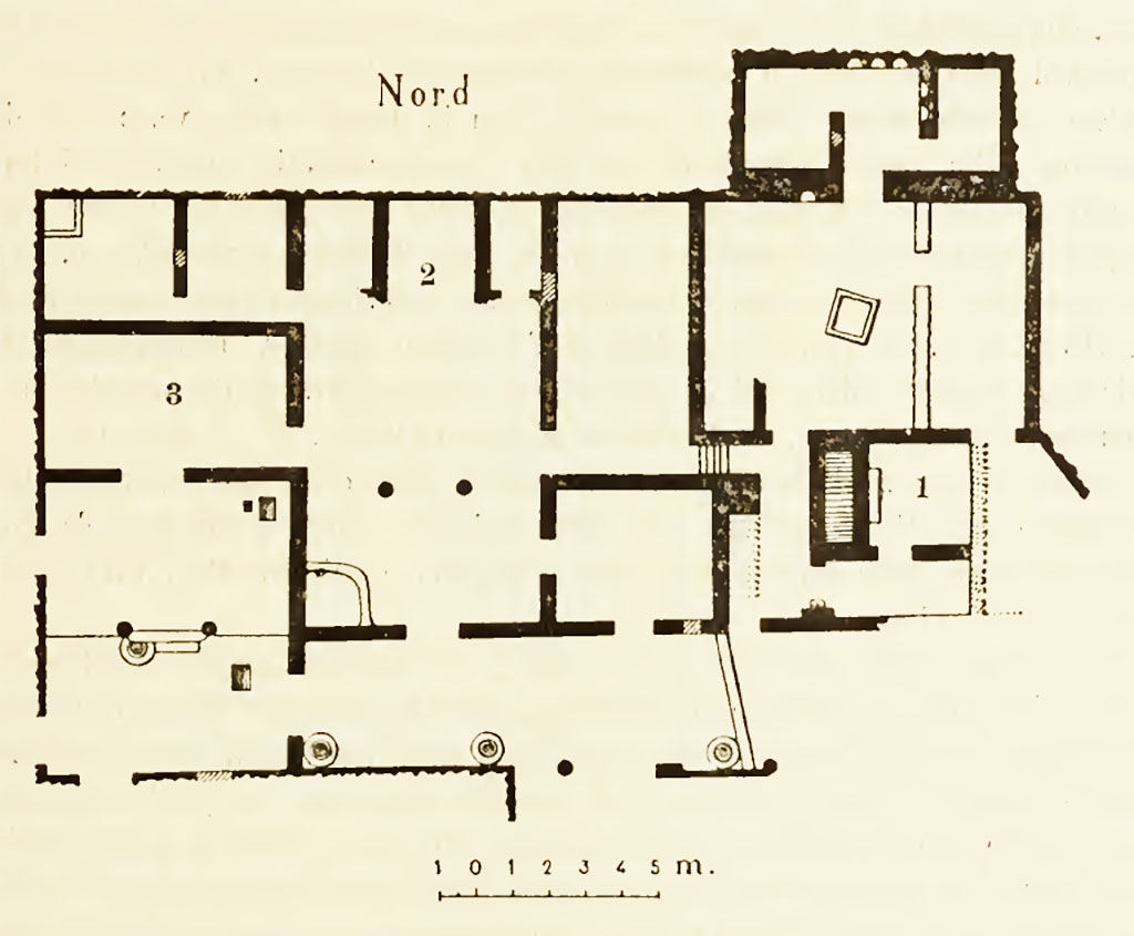 Boscoreale, Villa rustica nel fondo Pasquale Vitiello. Plan in NdS 1903.
See Notizie degli Scavi di Antichità, 1903, p.65.
