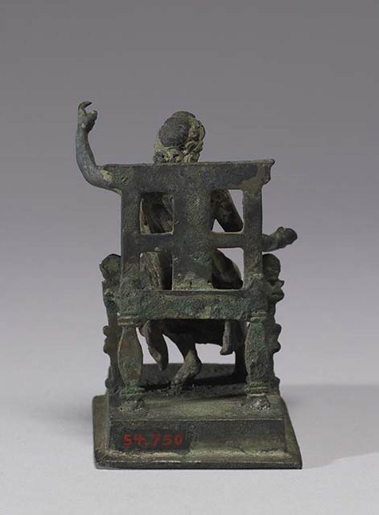 Boscoreale, Villa rustica in fondo D’Acunzo. Room 12, lararium.
Bronze statuette of seated Jupiter, rear view.
Photo courtesy of The Walters Art Museum, Baltimore. Inventory number 54.750.
http://thewalters.org/
Creative Commons Attribution-ShareAlike 3.0 Unported Licence
