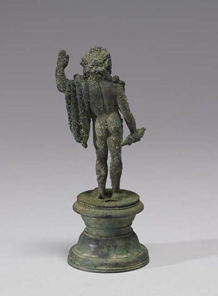 Boscoreale, Villa rustica in fondo D’Acunzo.Room 12, lararium.
Bronze statuette of standing Jupiter, rear view.
Photo courtesy of The Walters Art Museum, Baltimore. Inventory number 54.749.
http://thewalters.org/
Creative Commons Attribution-ShareAlike 3.0 Unported Licence
