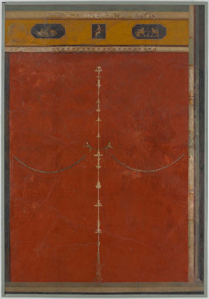 Villa of Agrippa Postumus Boscotrecase. Room 19, cubiculum.
Red panel with candelabra.
© Metropolitan Museum New York. Rogers Fund, 1920. Inventory number 20.192.13.