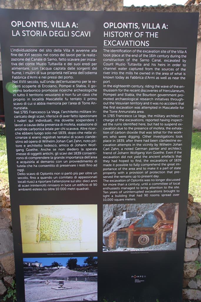 Oplontis Villa of Poppea, October 2022.
PAP description notice-board. Photo courtesy of Klaus Heese.