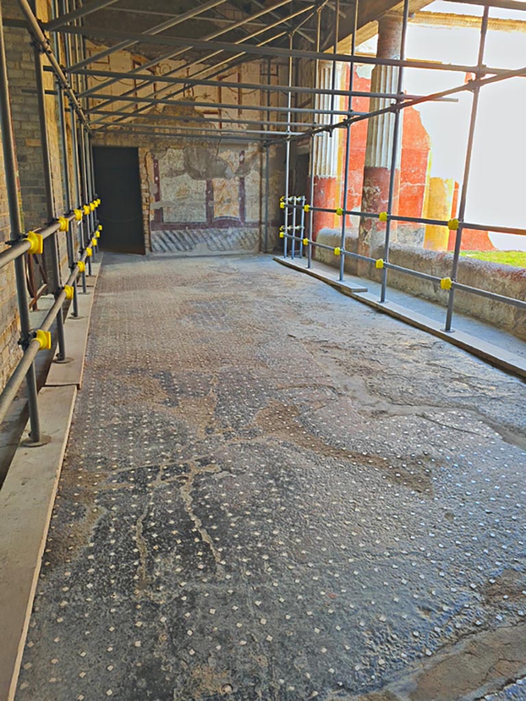 Oplontis Villa of Poppea, October 2023.
Room 4, looking across flooring towards west wall. Photo courtesy of Giuseppe Ciaramella.