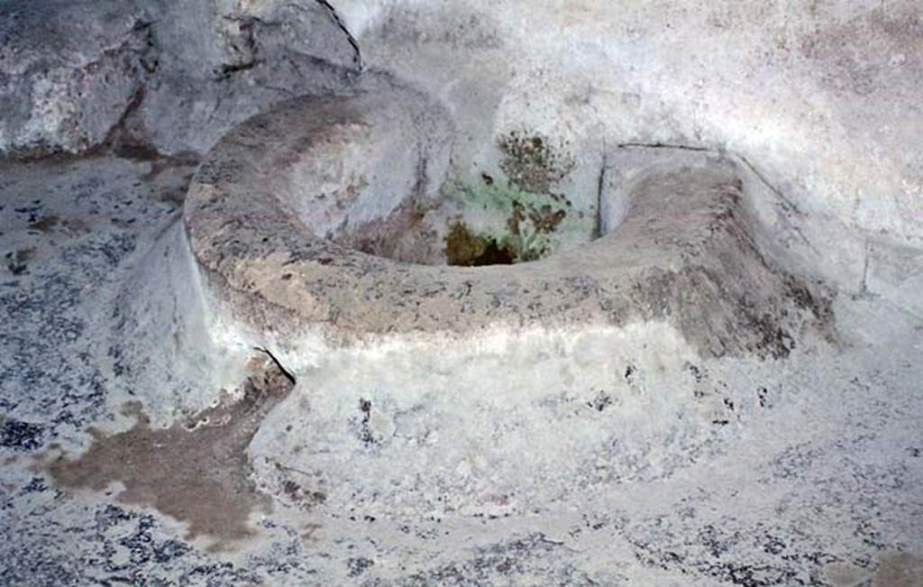 Oplontis, Villa of Poppea, October 2001. Detail of the vat/tank against the east wall.
Photo courtesy of Peter Woods