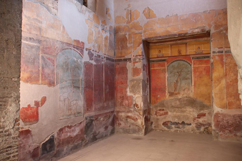 Oplontis Villa of Poppea, October 2022. Room 8, looking towards north wall and north-east corner.
Photo courtesy of Klaus Heese.