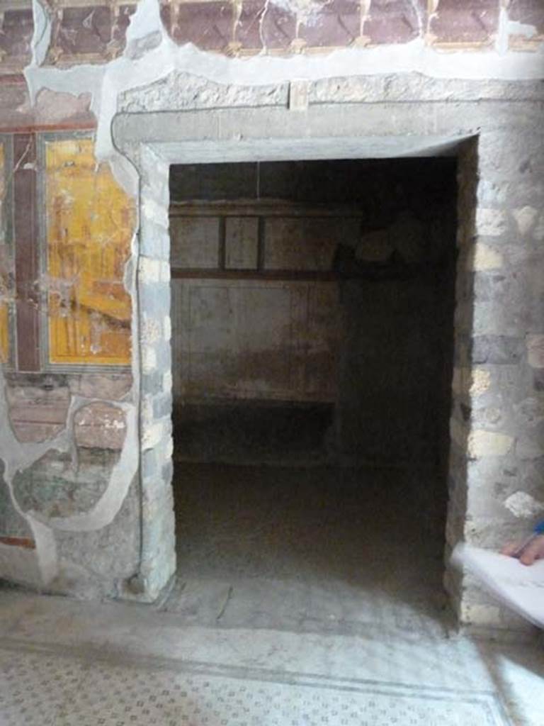 Oplontis, September 2015. Room 14, east wall with doorway leading into room 10b.