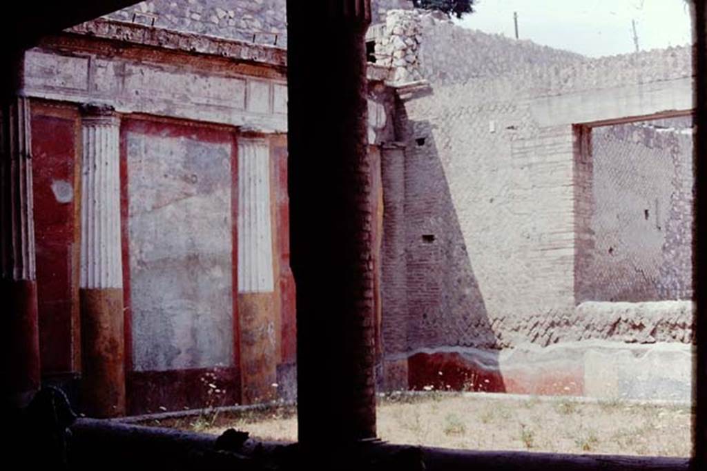 Oplontis, 1974. Room 20, Looking towards north-west corner, and north wall with window into room 21, the grand oecus. Photo by Stanley A. Jashemski.
Source: The Wilhelmina and Stanley A. Jashemski archive in the University of Maryland Library, Special Collections (See collection page) and made available under the Creative Commons Attribution-Non Commercial License v.4. See Licence and use details. J74f0637