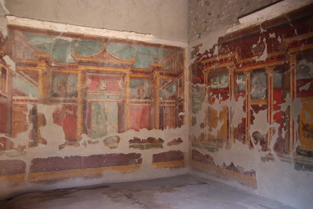 Oplontis Villa of Poppea, September 2021.
Room 23, looking towards west wall, and north-west corner. Photo courtesy of Klaus Heese.
