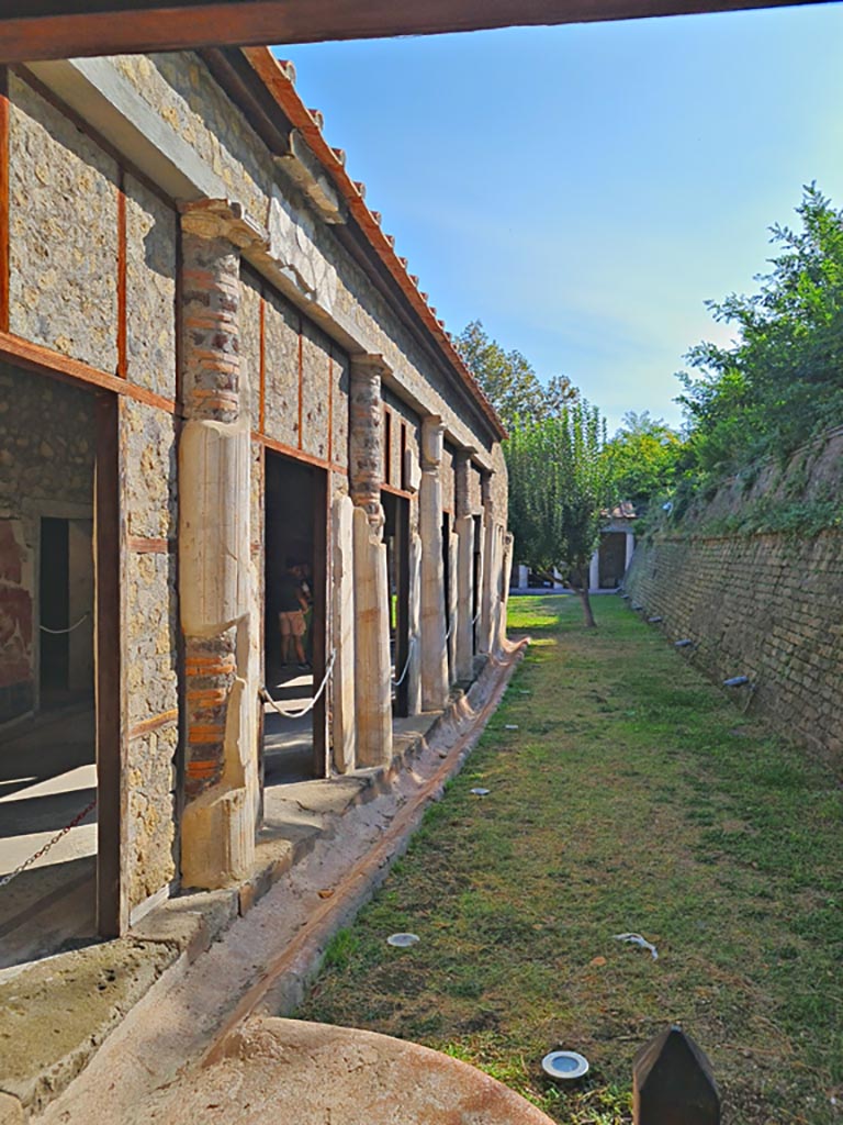 Oplontis Villa of Poppea, October 2023.
Portico 24, looking east towards Peristyle 59. Photo courtesy of Giuseppe Ciaramella.