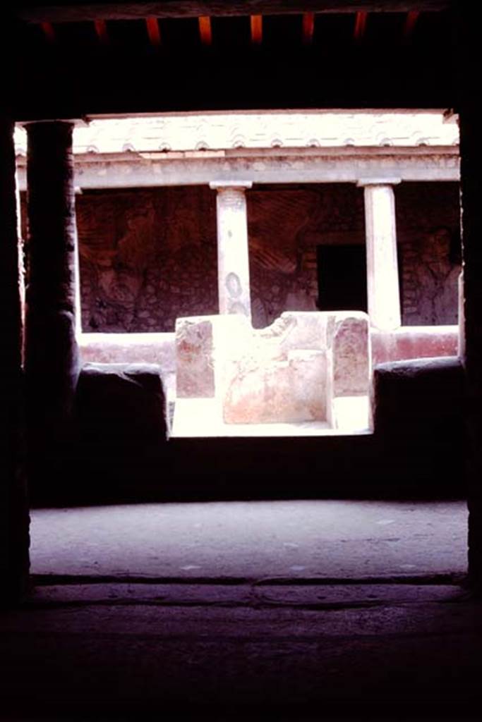 Oplontis, 1974. Room 32, Looking east across the rustic peristyle from room 27. Photo by Stanley A. Jashemski.
Source: The Wilhelmina and Stanley A. Jashemski archive in the University of Maryland Library, Special Collections (See collection page) and made available under the Creative Commons Attribution-Non Commercial License v.4. See Licence and use details. J74f0622