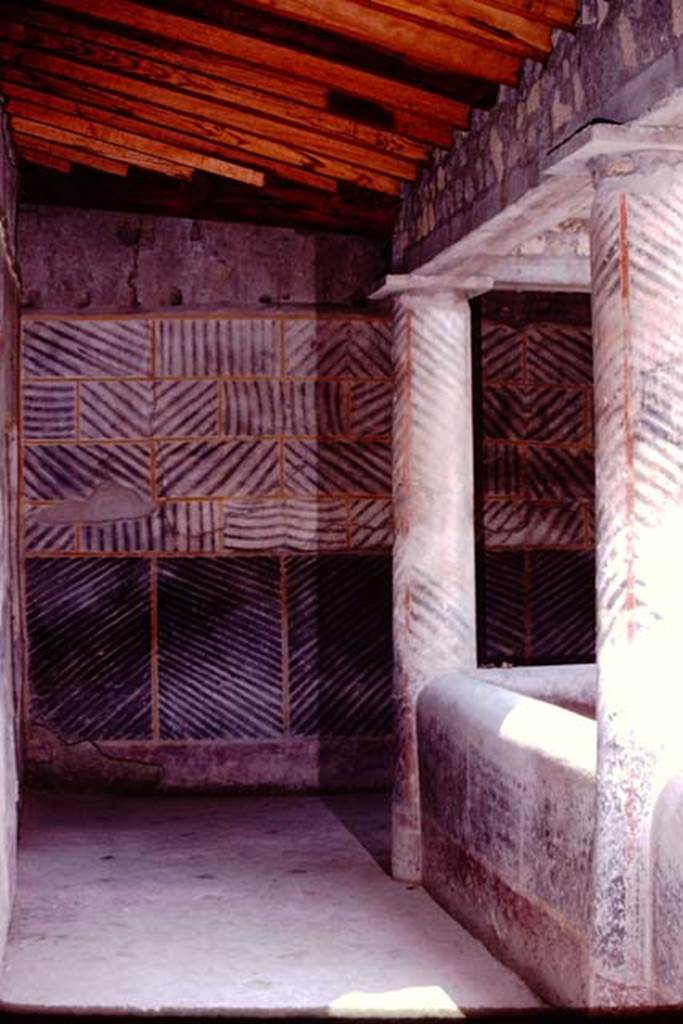Oplontis, 1974. Room 32, rustic peristyle. Photo by Stanley A. Jashemski.
Source: The Wilhelmina and Stanley A. Jashemski archive in the University of Maryland Library, Special Collections (See collection page) and made available under the Creative Commons Attribution-Non Commercial License v.4. See Licence and use details. J74f0638