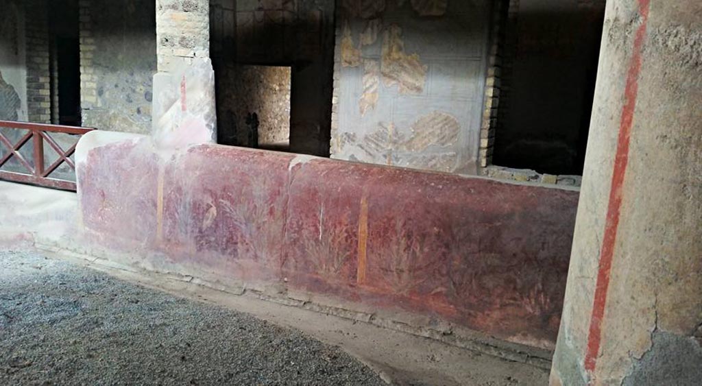 Oplontis Villa of Poppea, April 2016.
Room 32, looking towards painted pluteus in north-west corner. Photo courtesy of Giuseppe Ciaramella.