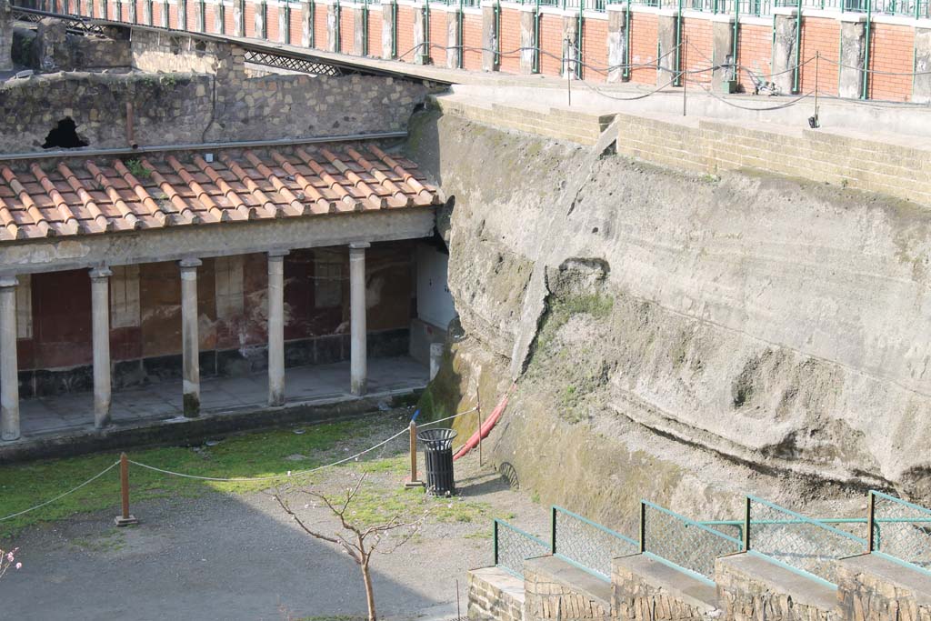 Oplontis Villa of Poppea, March 2014. Looking south-west towards west end of west portico (33), into the unexcavated.
Foto Annette Haug, ERC Grant 681269 DÉCOR.