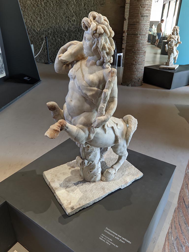Oplontis Villa of Poppea, April 2022.
Statuette of a female holding a fawn. Photo courtesy of Giuseppe Ciaramella.