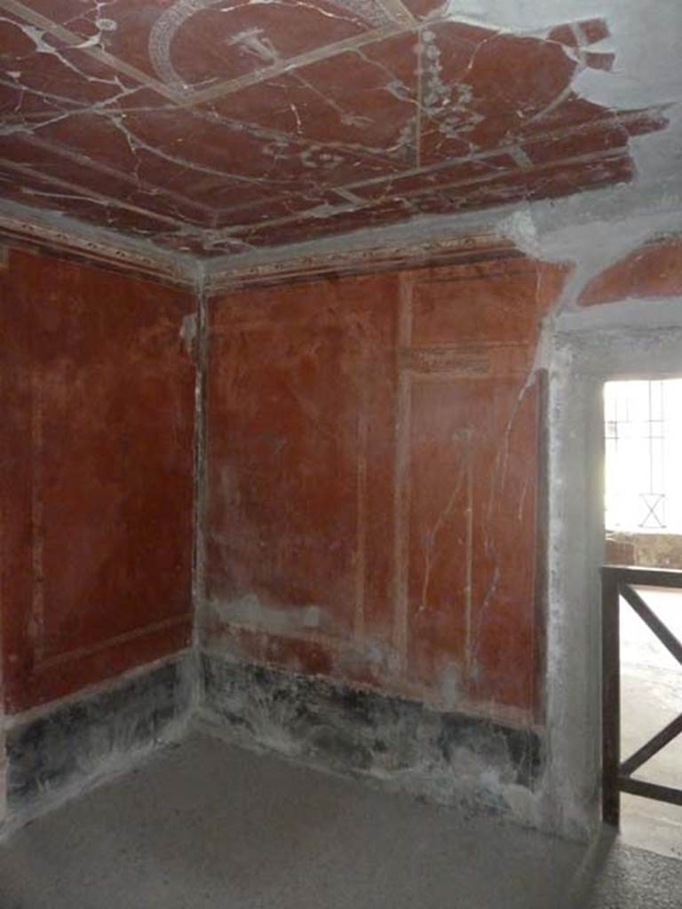 Oplontis, September 2015. Room 38, painted decoration on east wall.
