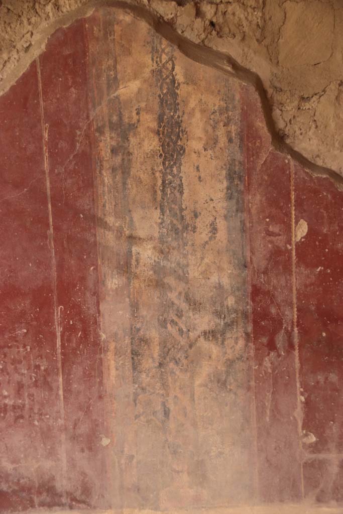 Oplontis Villa of Poppea, October 2020. Portico 40, detail of painted panel from west wall in north-west corner.
Photo courtesy of Klaus Heese.