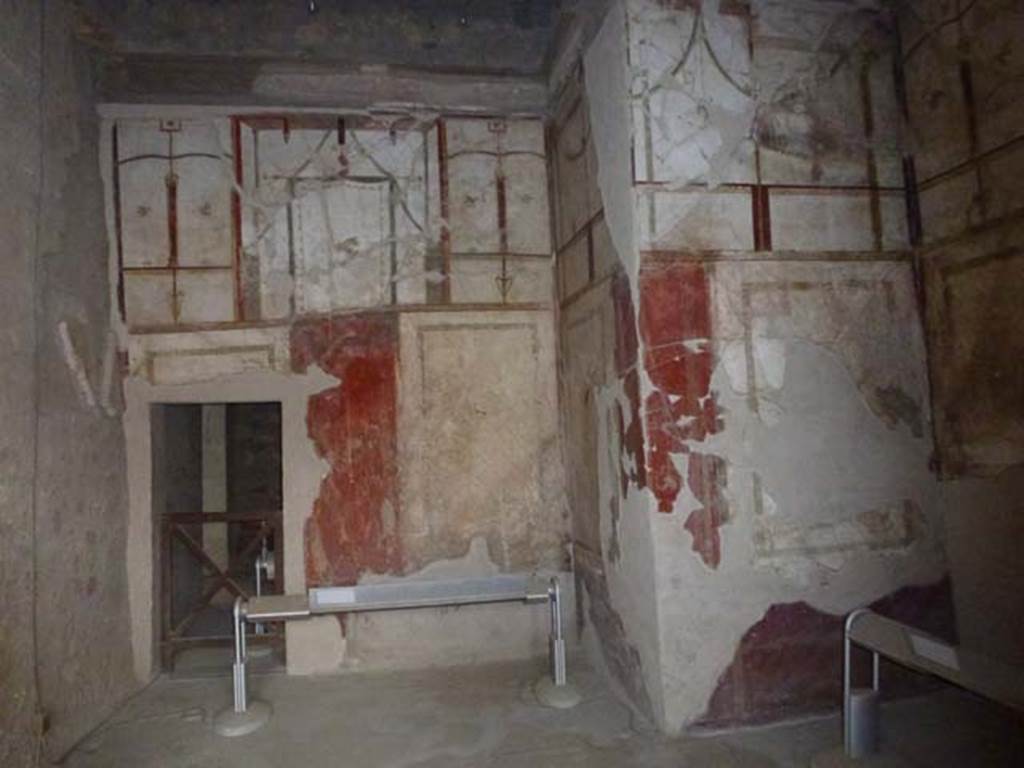 Oplontis, September 2011. Room 41, looking towards alcove in west wall, and with doorway to room 38, another cubiculum. Photo courtesy of Michael Binns.