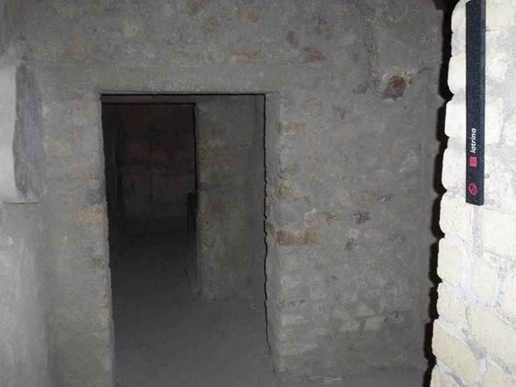 Oplontis Villa of Poppea, September 2011. Doorway to room 49 on right.
Doorway ahead leads to room 51 and rooms 48 and 47.
Photo courtesy of Michael Binns.