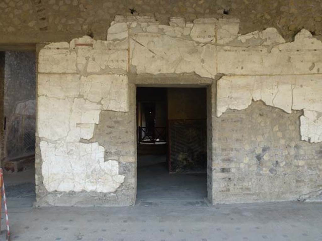 Oplontis, September 2011.Area 60, the west portico wall with doorway to room 63, a corridor leading to rooms 62, 53, etc. Photo courtesy of Michael Binns.