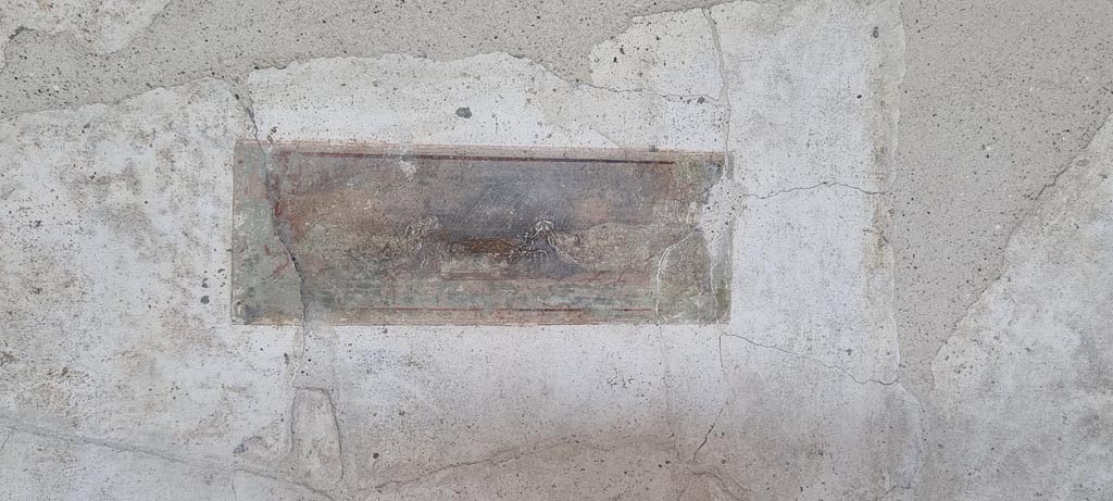 Oplontis Villa of Poppea, January 2023.
Portico 60, painted panel on south side of doorway to room 72. Photo courtesy of Miriam Colomer.