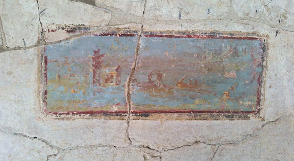 Oplontis Villa of Poppea, April 2016.
Portico 60, west wall, painted decoration immediately south of doorway to room 94. Photo courtesy of Giuseppe Ciaramella.