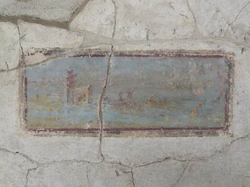 Oplontis, May 2010. Portico 60, west wall, painted decoration south of doorway to room 94.
Photo courtesy of Buzz Ferebee.