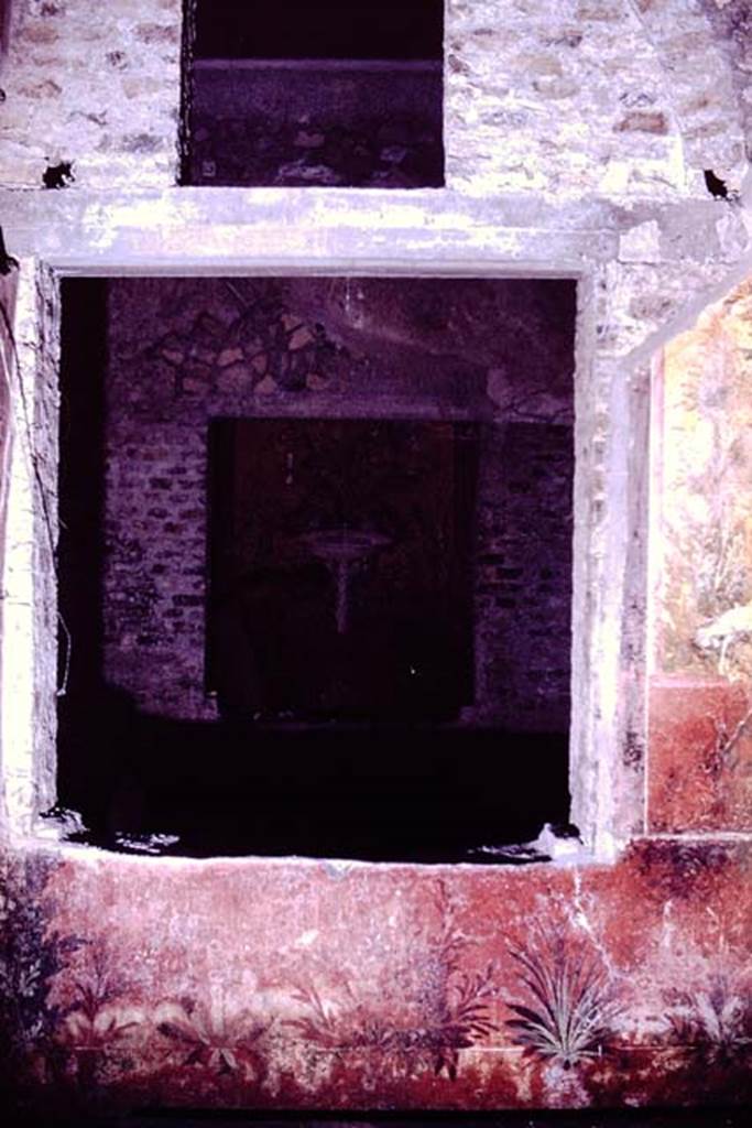 Oplontis, 1976. Room 68, south wall with window into room 65, looking across to window into room 61, a raised courtyard. Photo by Stanley A. Jashemski.
Source: The Wilhelmina and Stanley A. Jashemski archive in the University of Maryland Library, Special Collections (See collection page) and made available under the Creative Commons Attribution-Non Commercial License v.4s See Licence and use details. J76f0412
